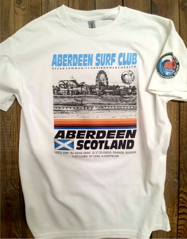 Aberdeen Surf Club T-Shirt Scottish Surfing Aberdeen Scotland Surf Club Aberdeen Cold Water Surfing Footdee Fittie Big Wheel Saltire