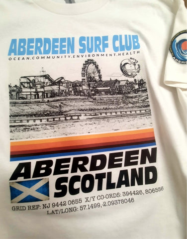 Aberdeen Surf Club T-Shirt Scottish Surfing Aberdeen Scotland Surf Club Aberdeen Cold Water Surfing Footdee Fittie Big Wheel Saltire