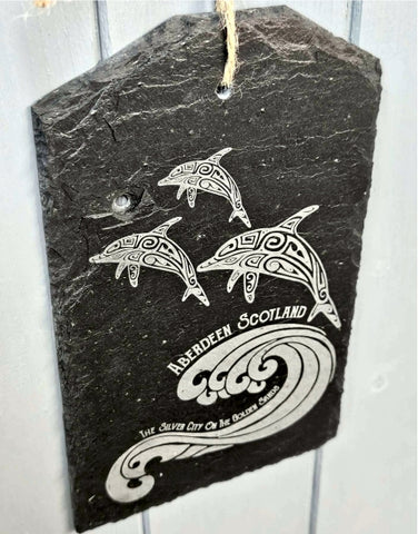 Handcrafted Slate Plaque-Aberdeen Dolphins