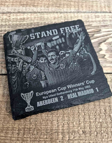 Willie Miller Aberdeen Football Club holding European Cup Winners Cup Gothenburg 1983