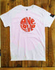 Red One Love logo Aberdeen Football Club Stand Free White Cotton T-Shirt with front print and sleeve patch print