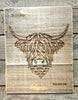 Handcrafted Reclaimed Timber Plaque -Highland Cow