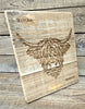 Handcrafted Reclaimed Timber Plaque -Highland Cow