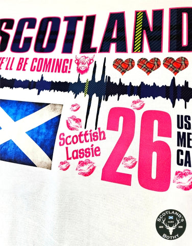 Scottish Lassie Tartan Seismic Waves T - White (Adult)