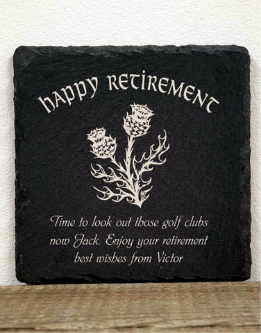 Personalised  Message Coaster HAPPY RETIREMENT