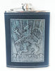8oz Metal Hip Flask with Embossed Rampant Lion Design