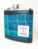 Harris Tweed Hip Flask 6oz - Sea Blue Check