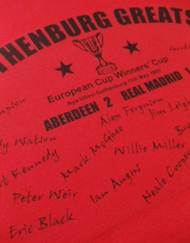 Aberdeen Football Club Gothenburg Greats European Cup Winners Cup 1983 Red Cotton T-Shirt