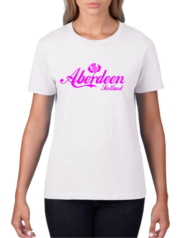 Aberdeen Scotland Thistle Cola Ladies T-Shirt (Crew neck)