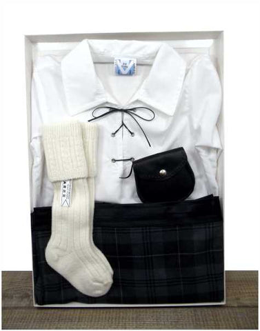 Scottish Baby Braveheart Kilt Outfit 2-3 years - Caledonia Grey Granite Tartan