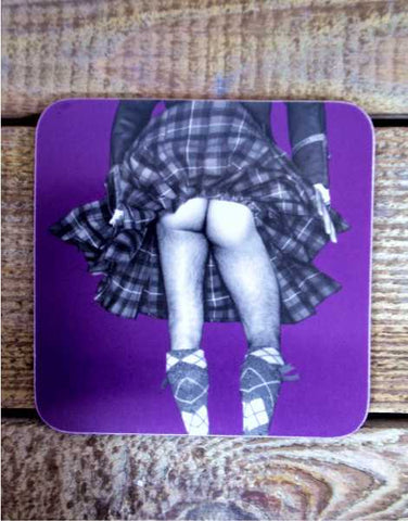 Cheeky Scottish Man in Kilt Coaster