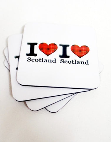 I Love Scotland set of 4 Coasters