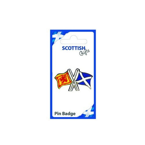 Lion and Saltire Flags Pin Badge