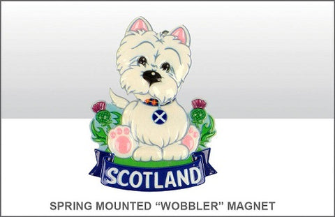 Spring Mounted "Wobbler" Westie Fridge Magnet