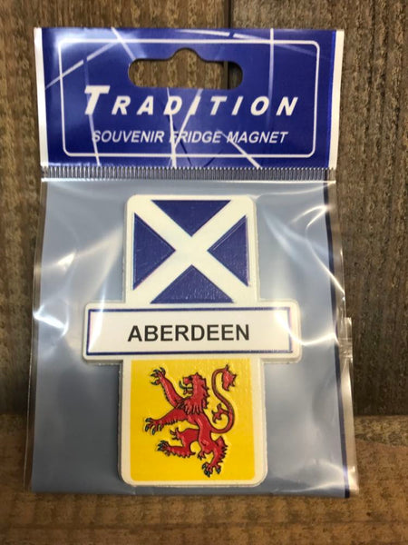 Aberdeen Saltire & Rampant Lion Resin Fridge Magnet