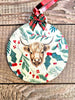 Decoupage Highland Cow Christmas Hanging Ornament