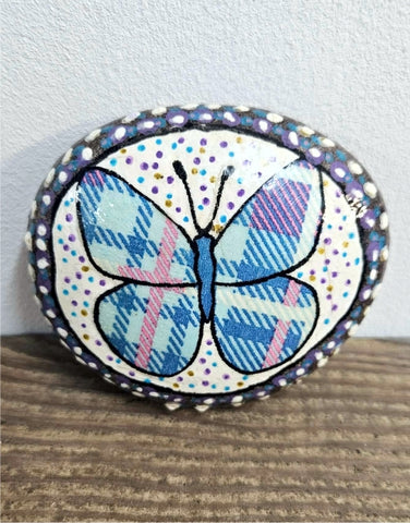 Hand Decorated & Painted Butterfly Pebble