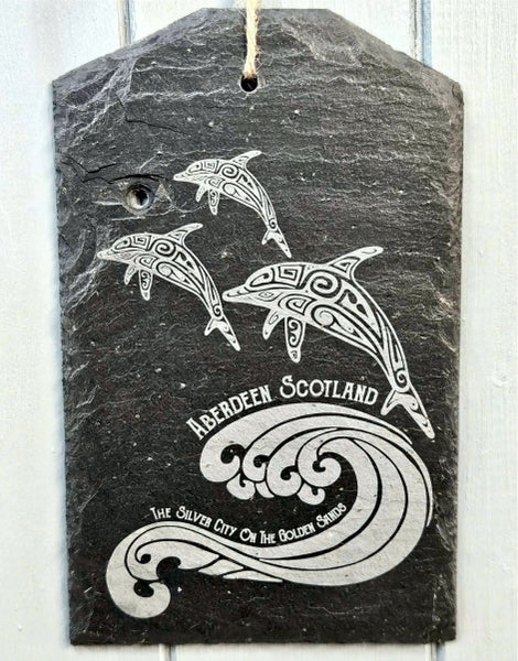 Handcrafted Slate Plaque-Aberdeen Dolphins