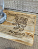 Handcrafted Reclaimed Timber Glass Holder c/w Glencairn Glass Rampant Lion