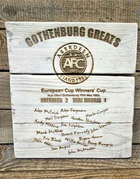 Handcrafted Reclaimed Timber Plaque - Gothenburg Greats (white)