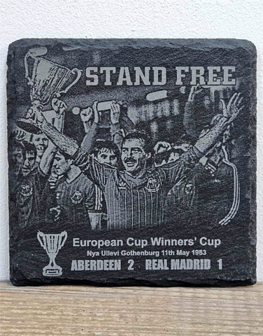 Willie Miller Aberdeen Football Club holding European Cup Winners Cup Gothenburg 1983