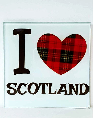 Glass Coaster - I LOVE SCOTLAND
