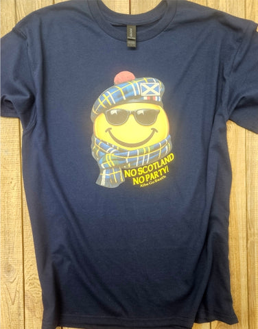 No Scotland No Party SMILEY - Navy T-Shirt