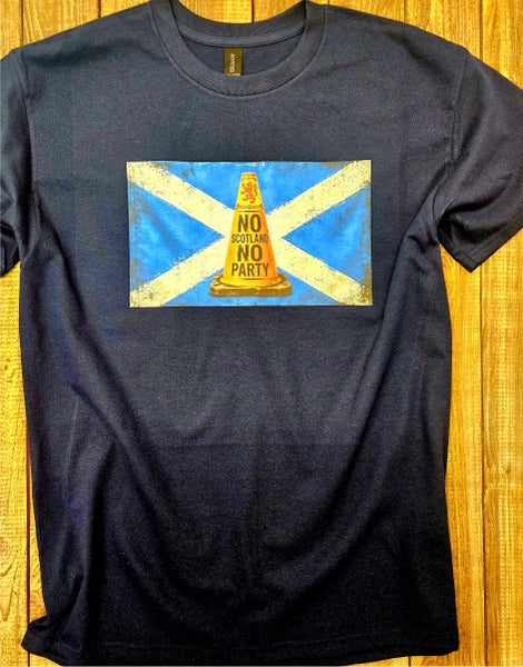 No Scotland No Party Traffic Cone - Navy T-Shirt