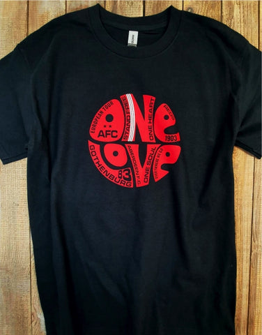 One Love European Tour T (Black Tshirt Red/White Graphic)