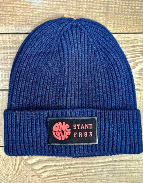 One Love STANDFR83 Beanie - Navy with RED GRAPHIC