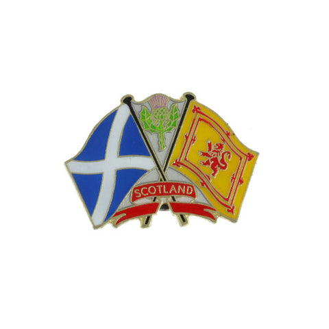 Rampant Lion and Saltire Flags Pin Badge