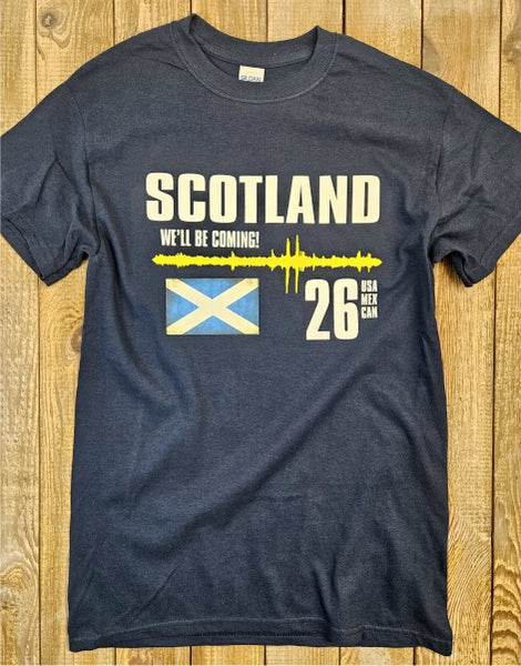 Seismic Yellow Wave  - Navy T-Shirt (Adult)