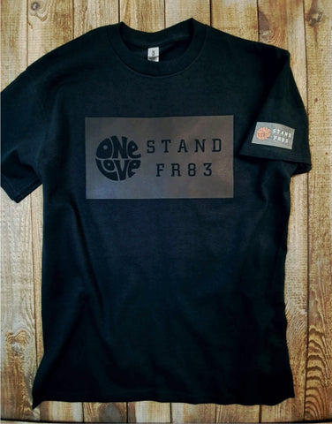 One Love STAND FR83 BOX LOGO BLACK on BLACK - T-shirt