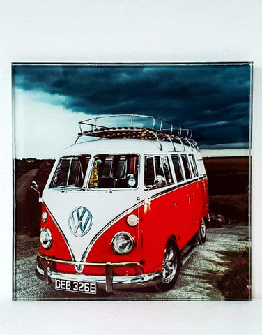 Glass Coaster - RED VW VAN
