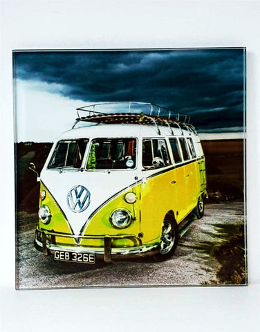 Glass Coaster - YELLOW VW VAN