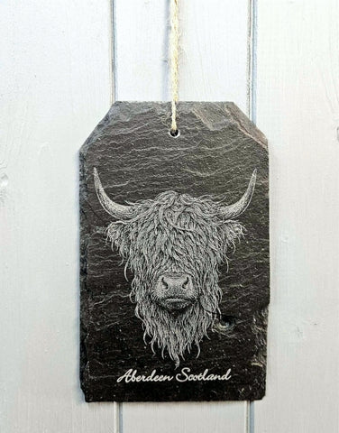 Handcrafted Slate Plaque-Highland Cow