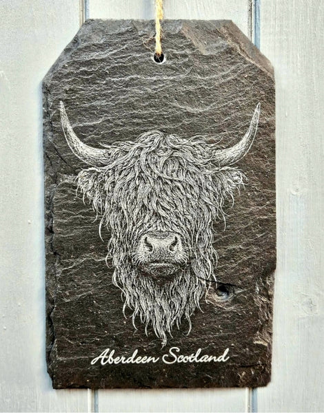 Handcrafted Slate Plaque-Highland Cow