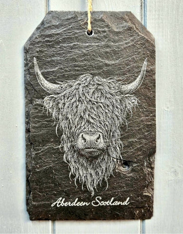 Handcrafted Slate Plaque-Highland Cow
