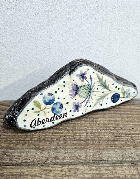 Hand Decorated & Painted Pebble - Aberdeen