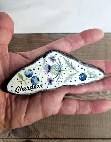 Hand Decorated & Painted Pebble - Aberdeen