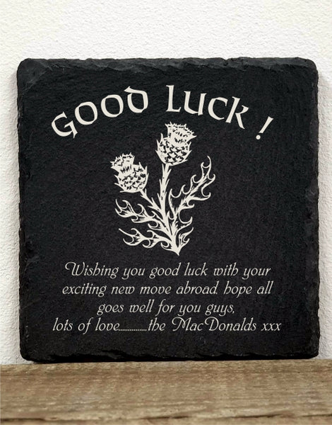 Personalised  Message Coaster GOOD LUCK
