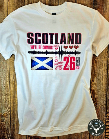 Scottish Lassie Tartan Seismic Waves T - White (Adult)