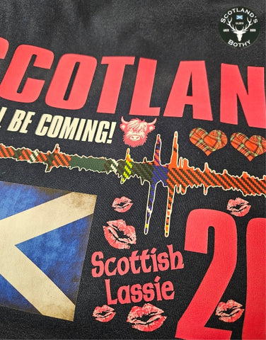 Scottish Lassie Tartan Seismic Waves T - Navy (Adult)