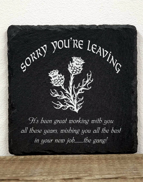 Personalised Message Coaster SORRY YOU'RE LEAVING