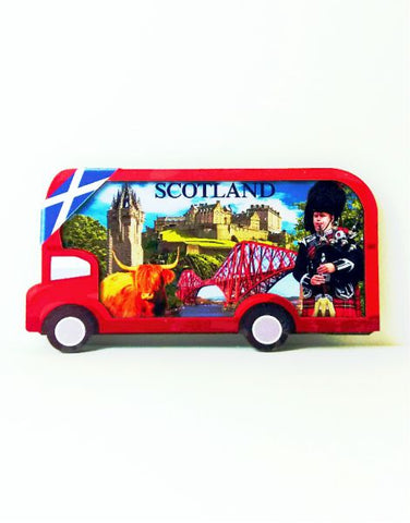 Scotland Wooden Iconic Bus Fridge Magnet
