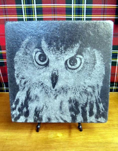 Owl Slate Plaque & Stand