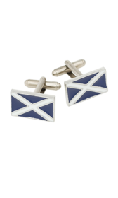 St. Andrews Saltire Enamel Cufflinks in Polished Pewter