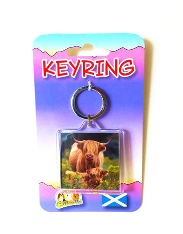Scottish Highland Cow Acrylic Keyring 2