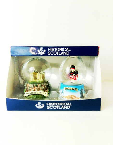 Edinburgh Castle and Piper Twin Pack Snow Globes