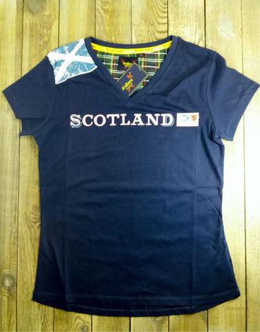 Scotland Ladies Navy V-Neck T-Shirt